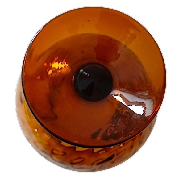 Empoli Amber Glass Candy Dish Lid Apothecary Jar Circus Tent Optic Panel Italy - Picture 7 of 16